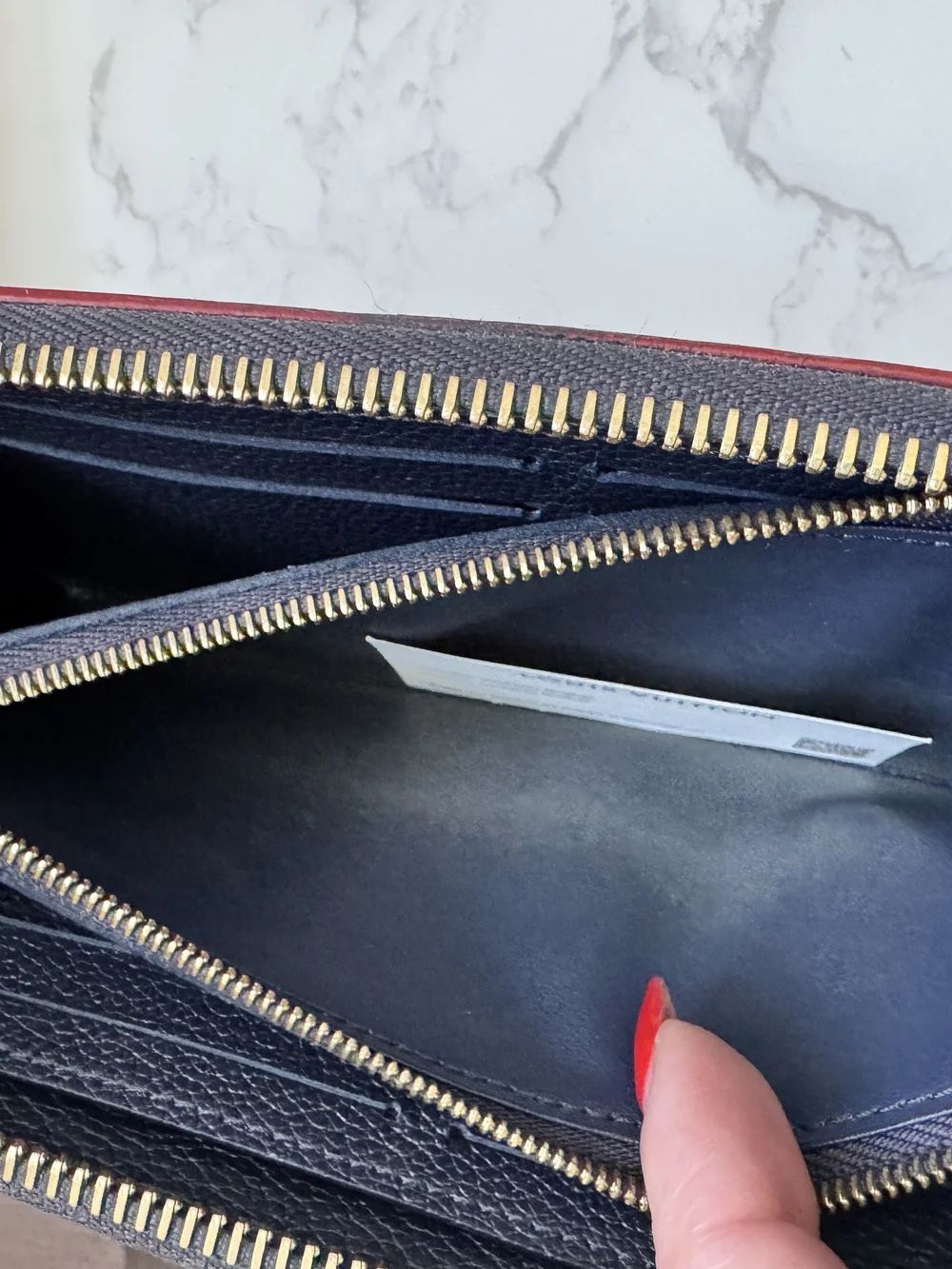 Louis Vuitton Zippy Wallet Empreinte Marine Rouge Navy Red Box, Dust Bag, Bag
